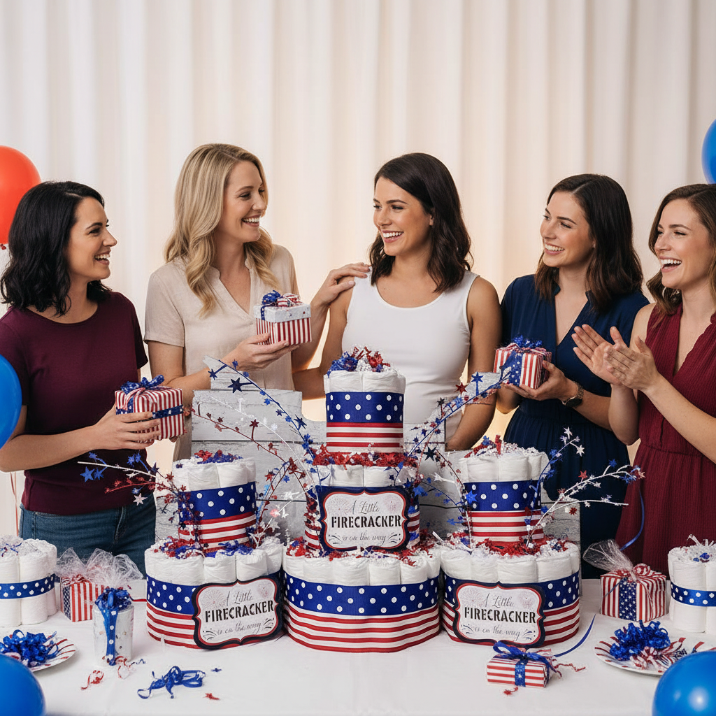 Bebe Wella-4th July Diaper Cake 3-Tier
