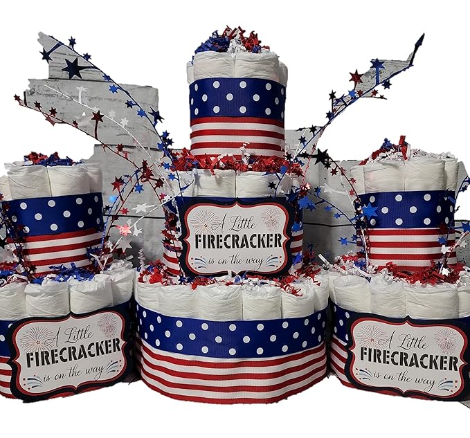 Bebe Wella-4th July Diaper Cake 3-Tier