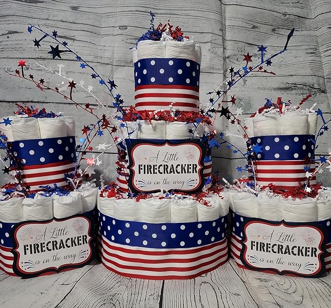 Bebe Wella-4th July Diaper Cake 3-Tier