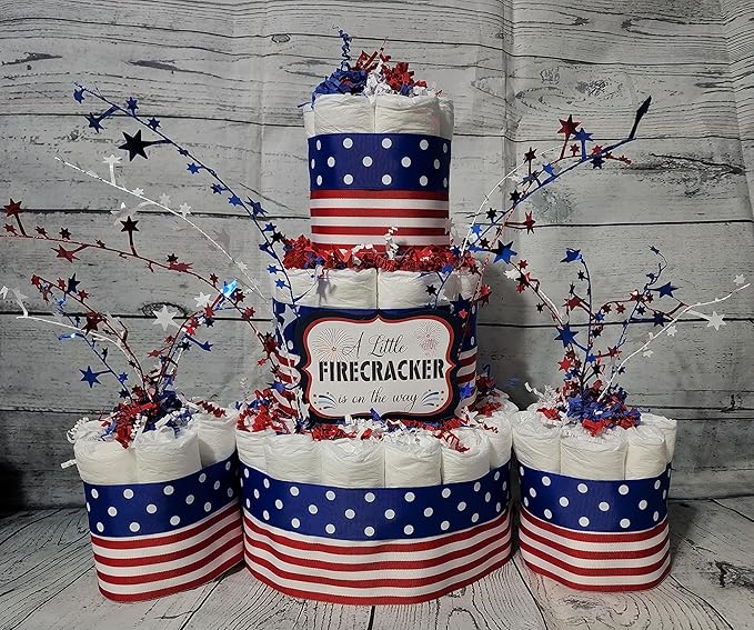 Bebe Wella-4th July Diaper Cake 3-Tier