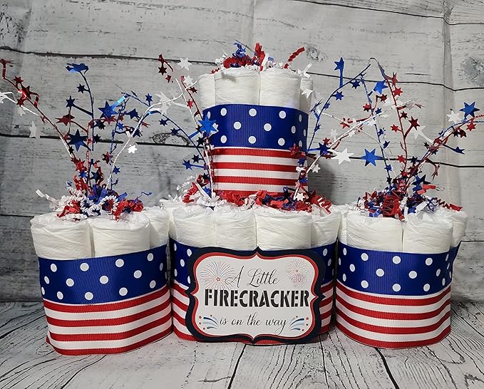 Bebe Wella-4th July Diaper Cake 3-Tier