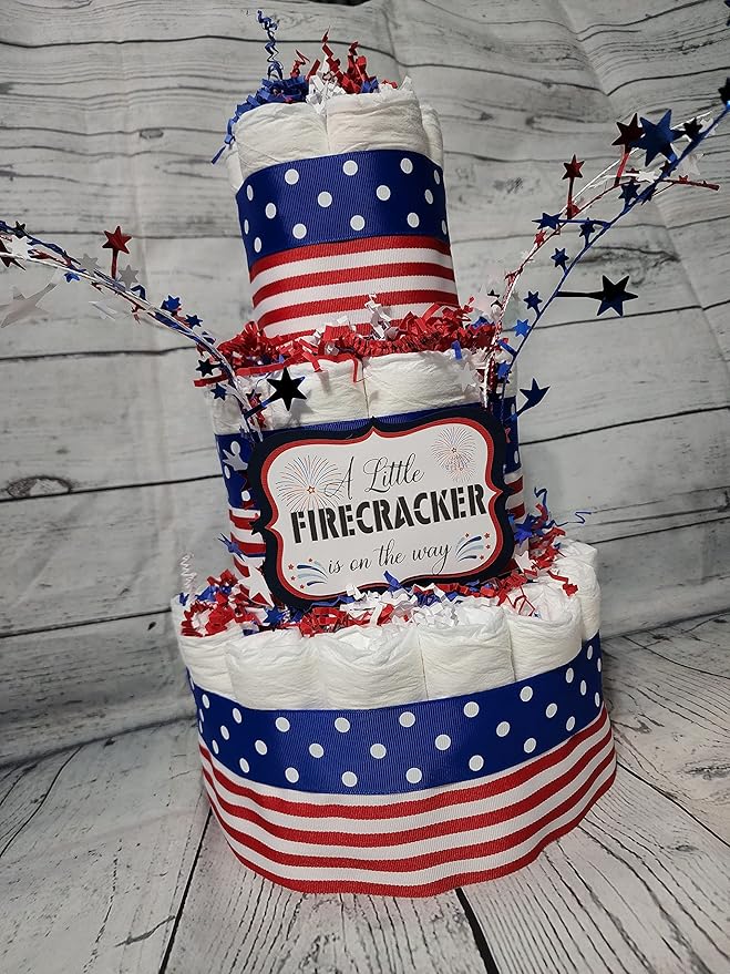 Bebe Wella-4th July Diaper Cake 3-Tier