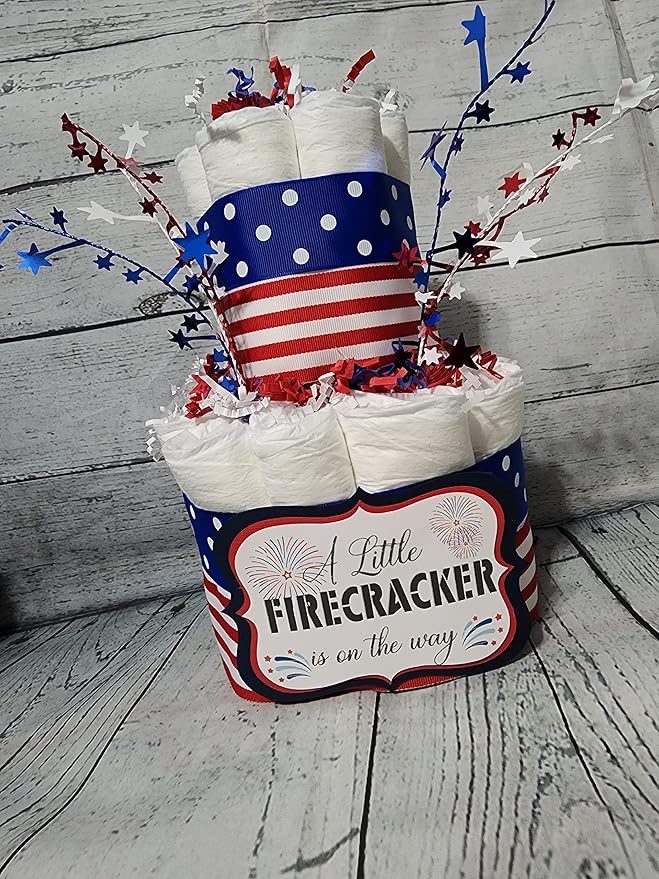 Bebe Wella-4th July Diaper Cake 3-Tier