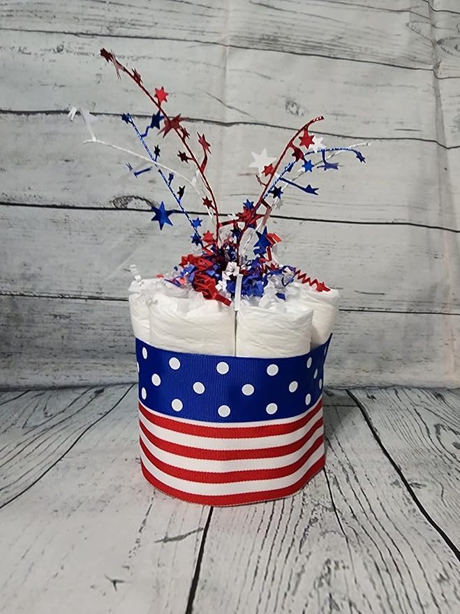 Bebe Wella-4th July Diaper Cake 3-Tier