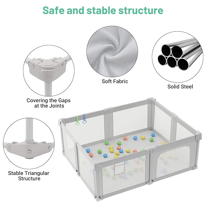 Babe Wella-Baby Playpen 73x61 Gray