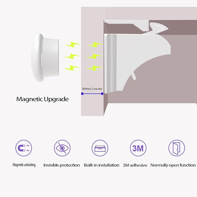 (24Locks + 6keys) Withletune Magnetic Cabinet Locks for Child Proofing - Child Safety Drawer Lock Suitable for Kitchens cabinets and Storage cabinets - no Drilling Required Adhesive Installation.