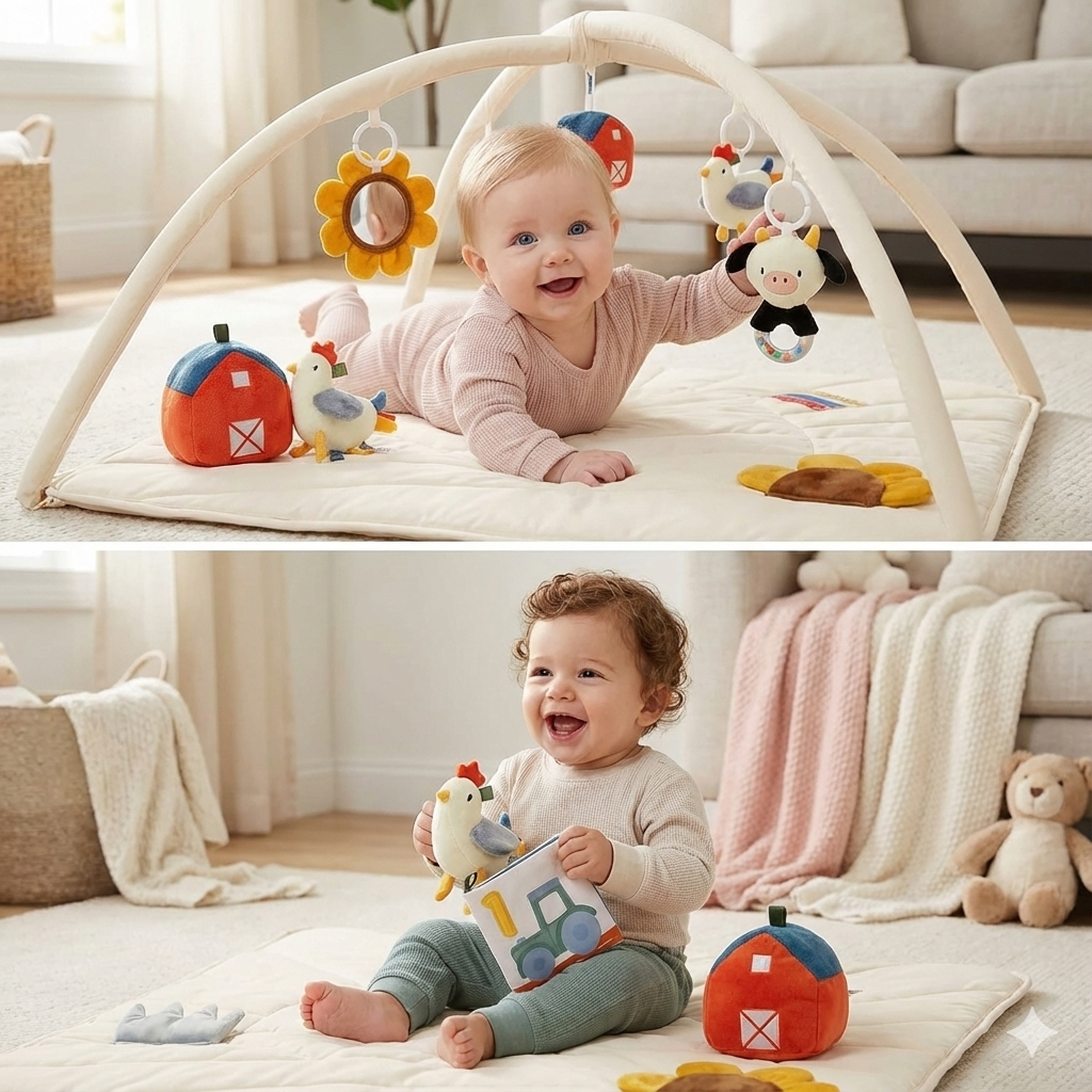 Babe Wella-Baby Play Gym Mat 5 Toys