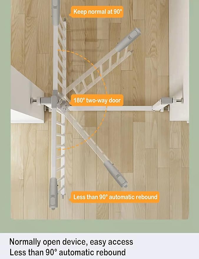 (60.5-113 in Width) Extra Long Baby Gate with Door Large Dog Gate Indoor Extra Wide Baby Gates for Doorways Child Proof Gate Kiddie Gates. White Dog Gates for The House. Extra Tall Pet Gate.