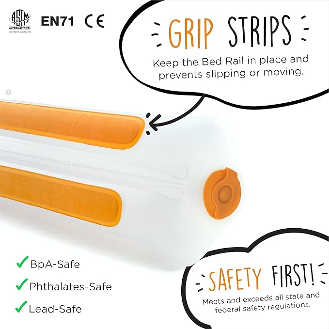(2-Pack) Shrunks Inflatable Bed Rail for Toddlers | Travel Bed Rail for Kids Adults and Elderly | Portable Toddler Bed Bumpers | Blow Up Bed Guard Rail for Twin Full Queen King Size Beds